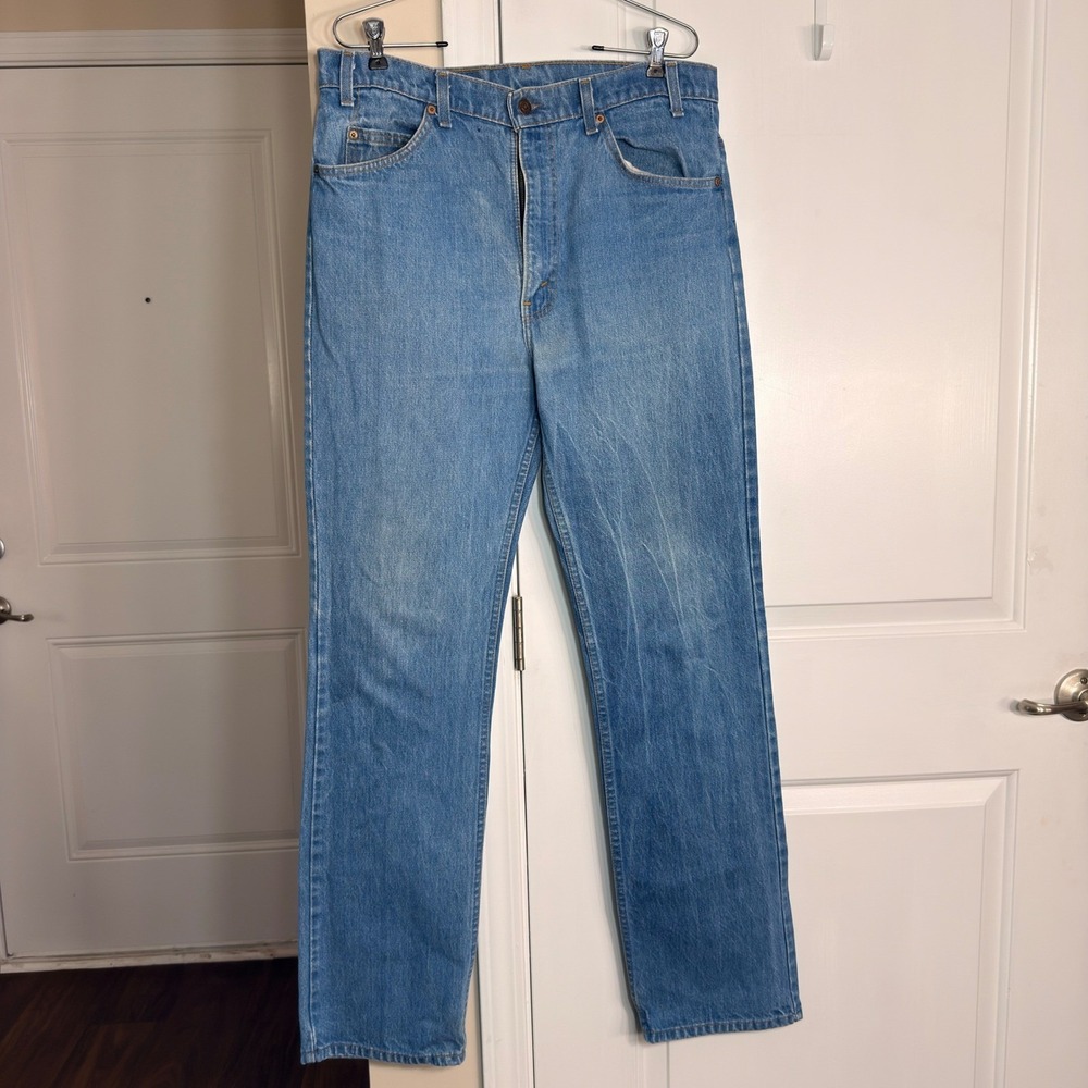 Vintage Levis 517 90's Orange Tab Jeans Made in USA Bootcut Denim Blue 36x34